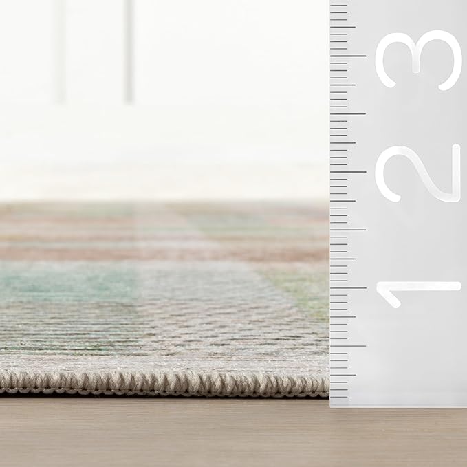 Dash & Albert Chanan Plaid Multi Machine Washable Rug, 7.5 X 9.5 Feet, Multicolored/Ivory Plaid Pattern