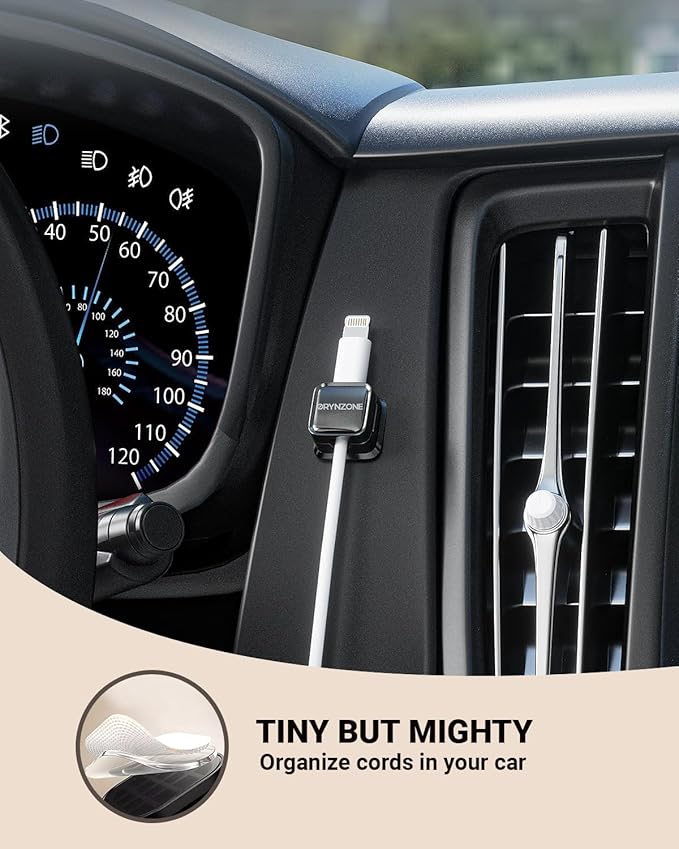 Cord Holder for Nightstand, 6 Pack Cable Organizer Clips for Home, Office, Car, Desk, Phone Charger Cord Holder with Strong Adhesive Pads, Car Charger Holding Clips, USB Cord Organizer to Decor