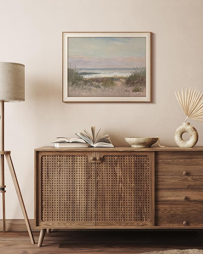 InSimSea Framed Canvas Wall Art Decor Room Decor, Classical Coastal Scenery Bathroom Pictures Wall Decorations, Farmhouse Kitchen Office Bathroom Art Wall Decor 16X20In