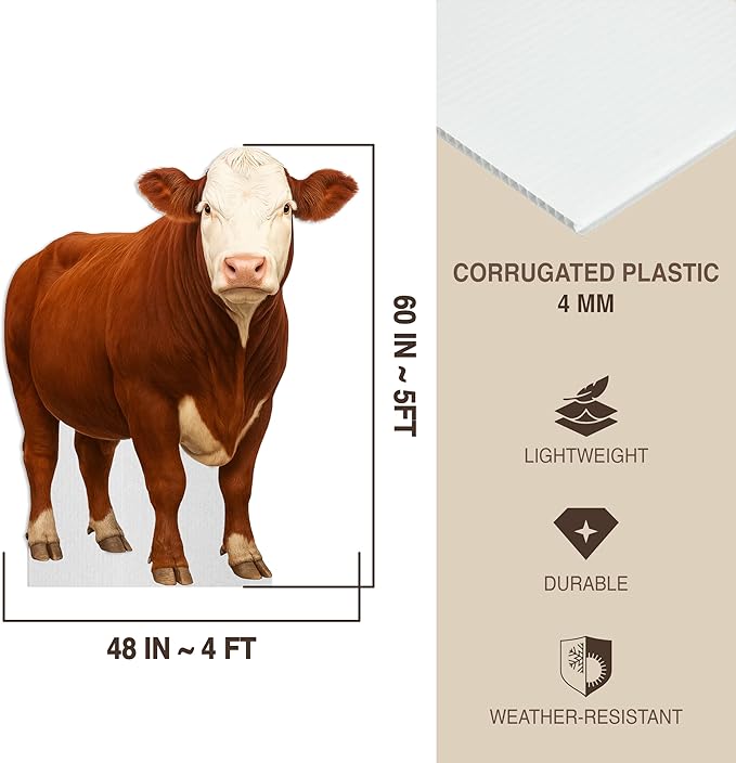 Ox Life Size Standee - 5FT Freestanding Coroplast Cutouts | Safari Animal Standup Photo Booths, Jungle Party, Birthday & Halloween Decorations