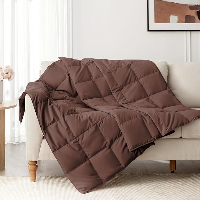 Peace nest Down Throw Blankets for Couch 50x70 Down Blanket for Indoor and Outdoor Throw Blanket use Soft Lightweight Throw Blanket Chocolate