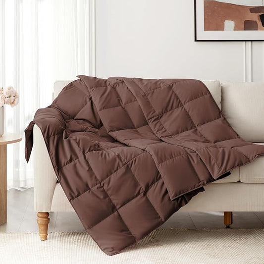 Peace nest Down Throw Blankets for Couch 50x70 Down Blanket for Indoor and Outdoor Throw Blanket use Soft Lightweight Throw Blanket Chocolate