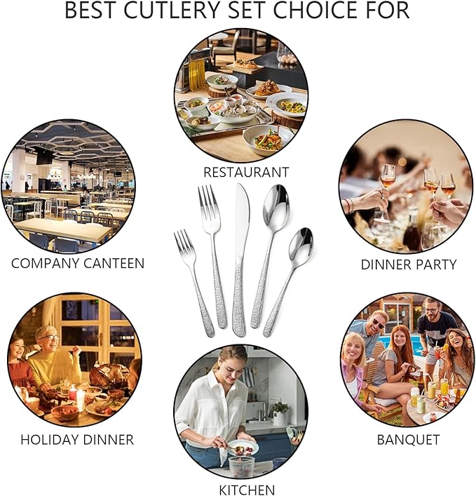 20-Piece Silverware Set Stainless Steel Flatware Set for 4 kitchen Utensils Cutlery Set Includes Knives Forks Spoons For Kitchen Home Hotel