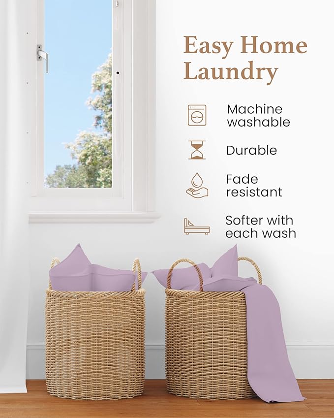 4 Pc Lavender Full Size Bed Sheets Set, 1000 TC Egyptian Cotton Sheets Full Size, Soft Comfy Double Bed Sheets Bed Set, 16" Deep Pocket Full Sheet Set - 1 Fitted Sheet, 1 Flat Sheet & 2 Pillow Case