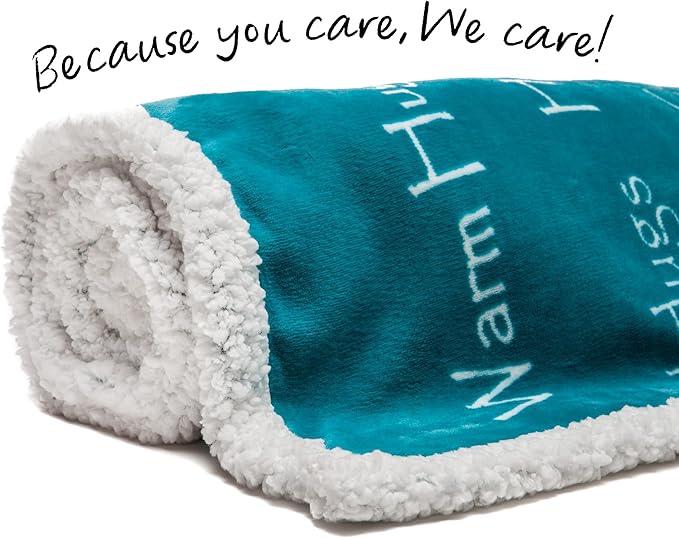 Chanasya Premium Healing Hugs Gift Blanket - for Hope Support Comfort Encouragement Sympathy - Breast Cancer Chemo Surgery Get Well Caring Gift Bed Blanket - Patient Women Men Friend (King) Teal