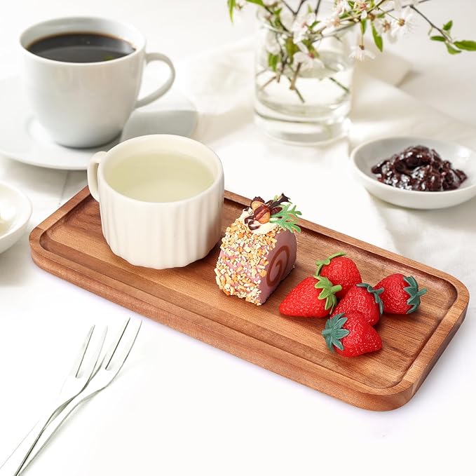 Small Wooden Platter Mini Charcuterie Boards Rectangle Acacia Wood Serving Trays Decorative Cheese Board Cake Appetizer Plates for Party, Home Decor, Food Dish Fruit Dessert Snack Tray,11"X5.5"