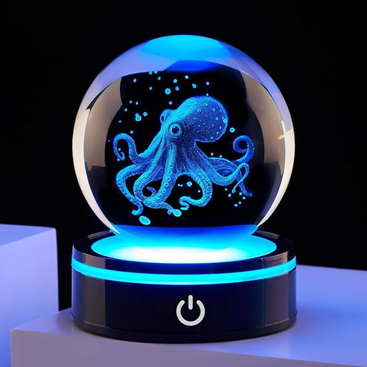 3D Crystal Ball Statue, Female Ocean Glass Ball Gift, Suitable for Female and Male Friends, Graduates, Friends, Colleagues, Marine Life Enthusiasts, Paper Souvenirs for Home Decoration