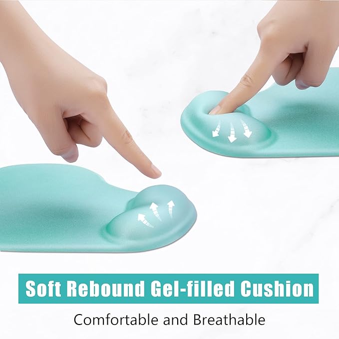 Hsurbtra Ergonomic Mouse Pad with Wrist Rest Support, Gel Mouse Pads with Non-Slip PU Base, Pain Relief Memory Foam Computer Mat, Cute Office Supplies Desk Decro Accessories, Malachite Green