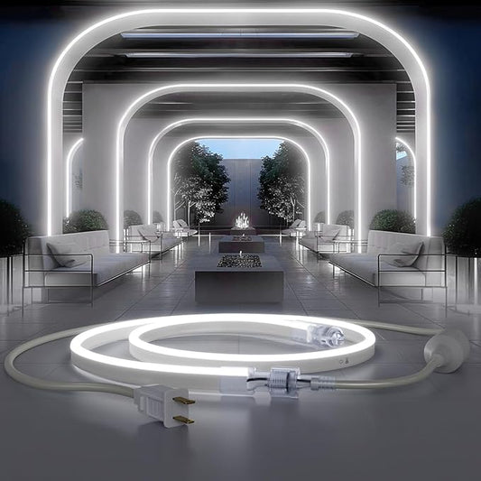 110V LED Neon Rope Light, 3.3ft LED Neon with Dimmable,Neon Strip Light Outdoor Waterproof,ETL Listed 5000K Cool White LED Rope Lights for Supermarket,Building, Celebration