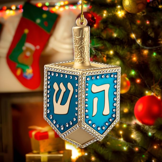 Hanukkah Ornaments for Tree - Custom 2D Dreidel Ornament, Jewish Ornaments, Merry Chrismukkah Jewish and Christian Gift, Chanukah Tree Decoration for Menorah Nights