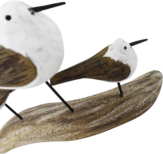 K KILIPES Beach Coastal Wood Seabird Figurine Home Office Table Desk Decor Sea Bird Sculpture Statue for Tabletop Shelf Nautical Bathroom Decoration Ornament Gift