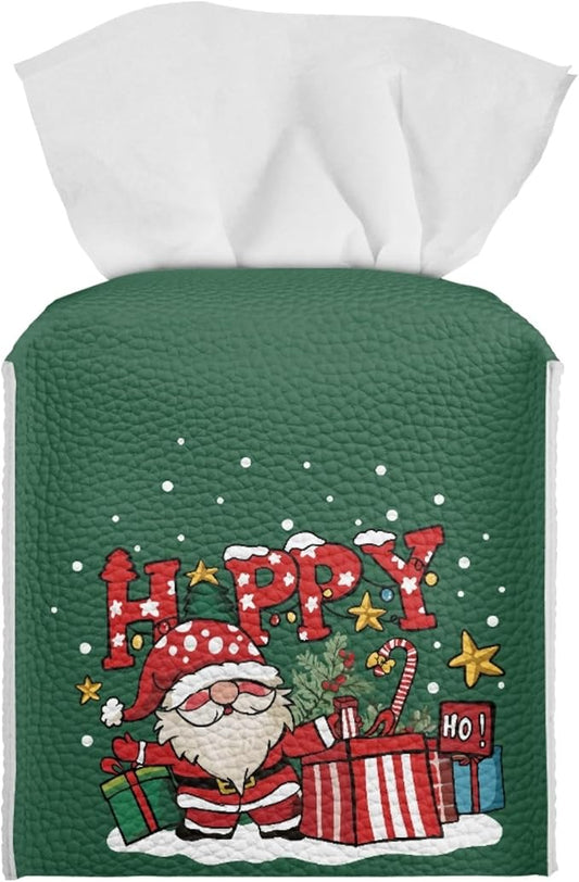 Santa Claus Gifts Square Tissue Box Cover Christmas Cube Tissue Holder Square Tissue Holder Decorative Organizer for Bathroom,Tabletop Car Tissue Cover