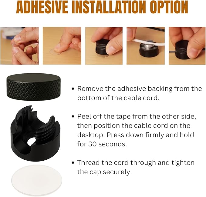 3PCS Cord Holder for Nightstand, Computer Cord Organizer for Desk, Appliance Cord Organizer, Stick-On Cable Clip for Charger, Laptop, USB, Headphones, Wire Management Set