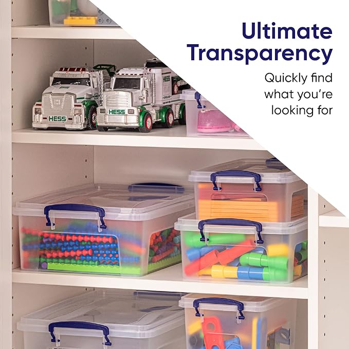 Superio Clear Storage Boxes with Lids, 22 Quart BPA Free Plastic Containers, Bins for Organizing, Stackable Crates, Organizer Totes for Home, Office, School, and Dorm