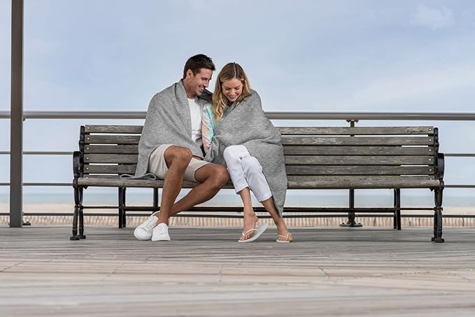 MV Sport Lightweight Sweatshirt Blanket Throw – Warm & Cozy, Breathable Oversized Fleece Knit, Couch, Bed, Travel, Cold Nights, and Outdoors – Soft Light Weight Blanket 54" x 84" Salt & Pepper