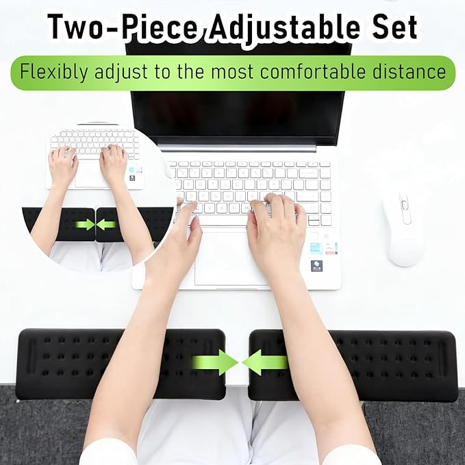 L-Shaped Memory Foam Desk Elbow Pad, 2-Piece Ergonomic Arm Rest Cushion, Non-Slip Desk Edge Wrist Support for Office Home