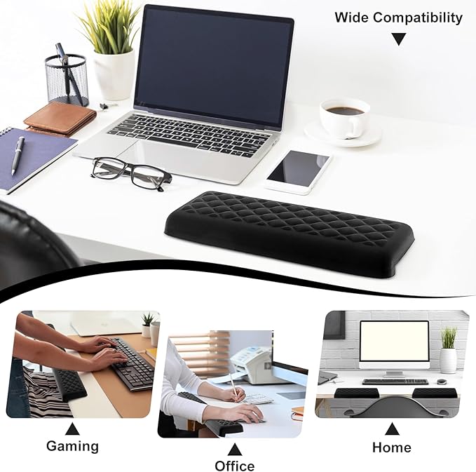 2 Pcs L-Shaped Desk Elbow Pad for Desk, Ergonomic Keyboard Wrist Rest Pad Set, Memory Foam Elbow Support Padding with Non-Slip, Desk Edge Cushion for Computer Office Home (11.8 x 3.9 inch)