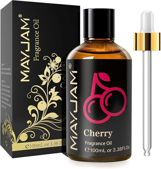 MAYJAM 100ML/3.38FL.OZ Cherry Fragrance Oils with Glass Dropper, Essential Oils for Diffusers for Home, Long Lasting Scented Oils for Diffusers Soap Candle Making