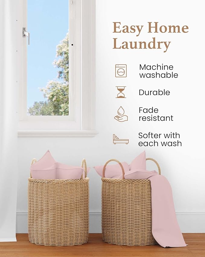 4 Pc Blush Twin Sheet Set for Twin Mattress, 1000 TC Egyptian Cotton Twin Bed Sheets for Twin Size Bed, Soft Breathable 16 Inch Deep Pocket Twin Bed Set - 1 Fitted Sheet, 1 Flat Sheet & 1 Pillow Case