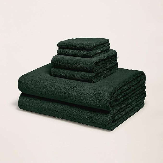 Italic Ultraplush Luxe 6 Piece Towel Set – 2 Bath Sheets, 2 Hand Towels, 2 Washcloths – 800GSM Soft, Highly Absorbent & Quick Drying, Resort Grade 100% Australian Cotton Towels (Deep Forest)