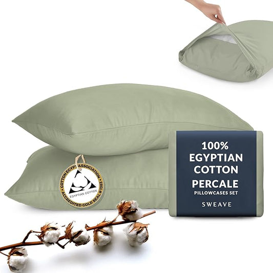 Luxurious Pillow Cases Set - 100% Egyptian Cotton, Breathable & Skin-Friendly, 400 Thread Count - Softer After Each Wash - Oeko-TEX Certified