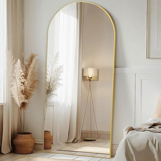 MiryMyst Arched Full Length Mirror, 71"x32" Gold Floor Mirror Free Standing Leaning or Hanging, Full Body Mirror for Bedroom Living Room Gym Cloakroom