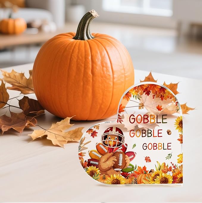 Thanksgiving Home Decorations 3.9 Inch Thanksgiving Plaque Acrylic Thanksgivings Decor Plaques for Family Friends Table Decor-style 2