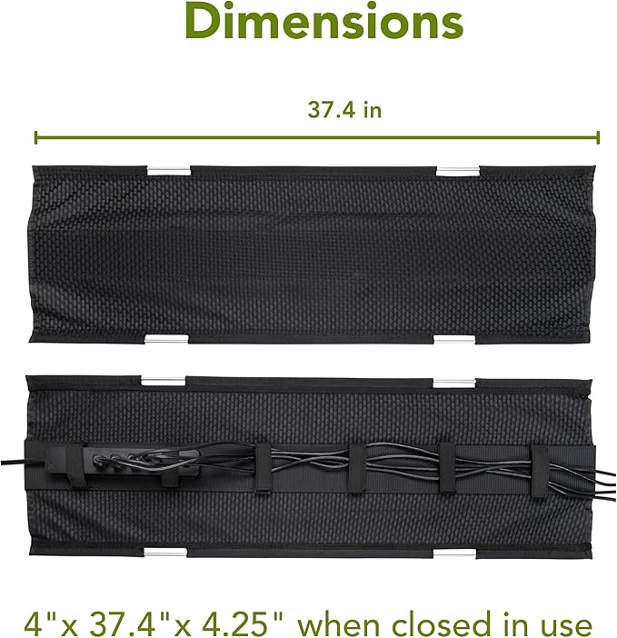 Perfect Posture Mesh Cable Organizer – Under Desk Cable Management with Adjustable Straps, Flexible Mesh, Easy-Access Design, & Standing Desk Compatible – 37.5” (Black)