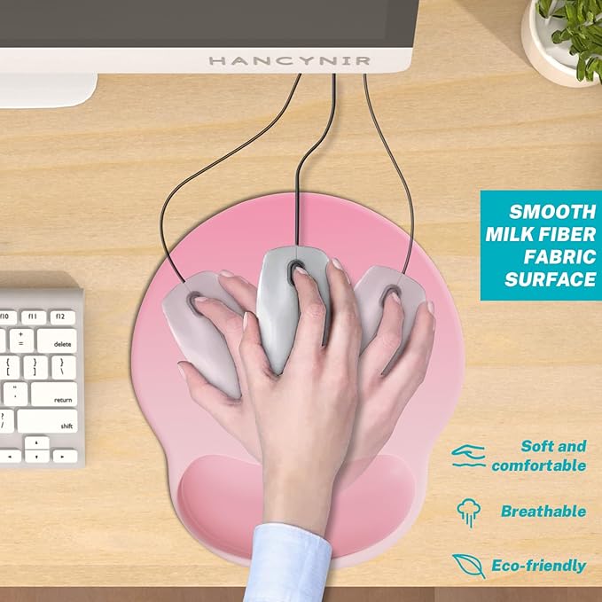 Ergonomic Mouse Pad with Wrist Support, Comfortable Gel Mouse Pads Wrist Rest, Computer Mouse Pad with Non-Slip PU Base, Relief Mousepad for Gaming Work Home Desk Accessories Office Decor