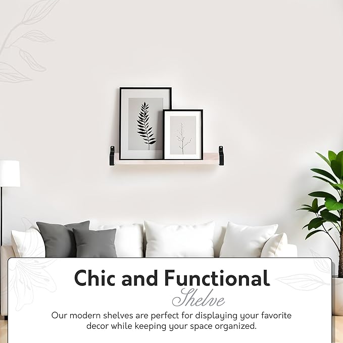 InPlace Shelving, Wall Mounted Real Solid Wood Industrial Bracket Ledge, 5" D x 60" W x 2.75" H, Distressed White, 9602119E