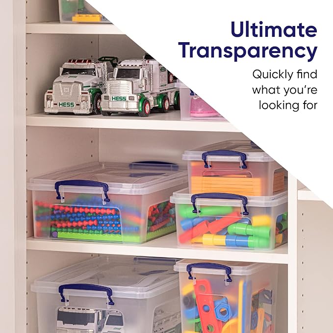 Superio Clear Storage Boxes with Lids, 28.5 Quart BPA Free Plastic Containers, Bins for Organizing, Stackable Crates, Organizer Totes for Home, Office, School, and Dorm, 5 Pack