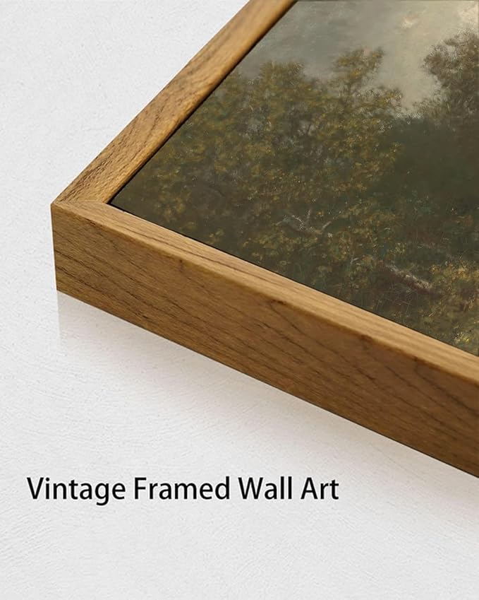 KISSFOX Vintage Landscape Canvas Wall Art Summer Farmhouse Countryside Scene Framed Wall Art Natural Rustic Tree Painting Art Prints Artwork For Living Room Bedroom Kitchen