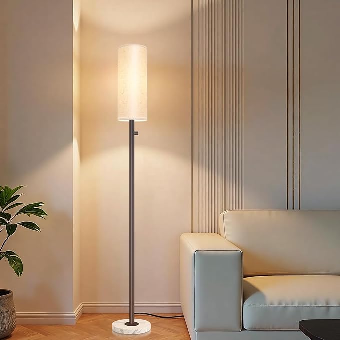 Dimmable Floor Lamp for Living Room,Modern Standing Lamp with Marble Base,LED Bulb Included,Floor Lamps for Bedroom, Living Room,Office,Reading and Kid Room