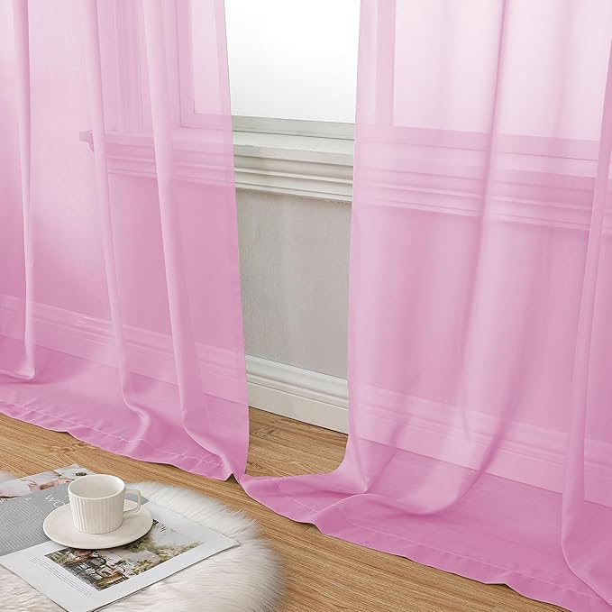 Aiyufeng Sheer Pink Curtains 72inches Long