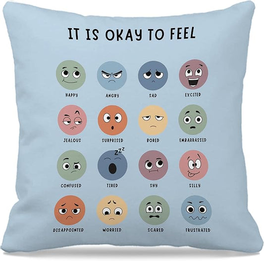 Nogrit Counseling Office Must Haves Throw Pillow Cover, Calming Corner, Mental Health Pillowcase Decor for Home Kids,Mental Health Counselor Gifts, Calming Corner Pillow Covers 18x18 Light Blue