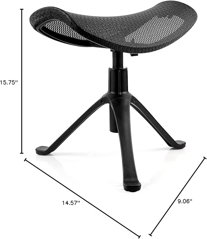 Footrest for Desk Adjustable Height 2-in-1 Function Rotatable Ergonomic Under Desk Footrest Ottoman Stool Rolling Leg Rest for Home Office (Black)