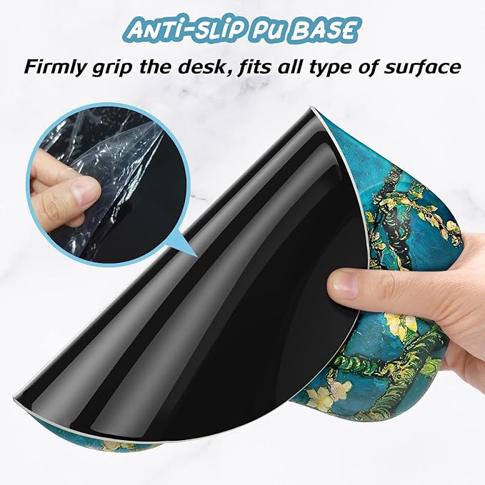 Hsurbtra Ergonomic Mouse Pad with Wrist Rest Support, Gel Mouse Pads with Non-Slip PU Base, Pain Relief Memory Foam Computer Mat, Cute Office Supplies Desk Decro Accessories, Blue