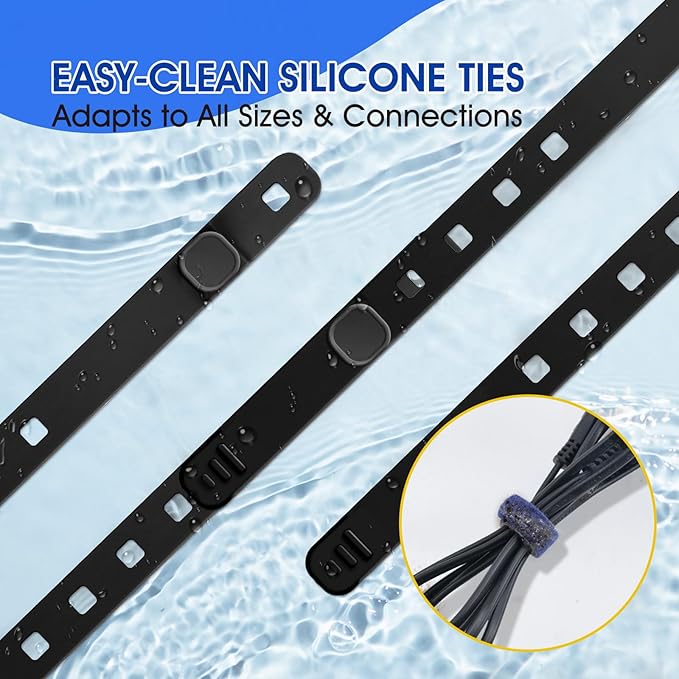 AROIC 90Pcs Silicone Cable Ties with 3 Sizes,Reusable and Washable with Adjustable Locking Buckle Design, Cord Organizer for Home, Office, Travel Essential, School (3 Colors)