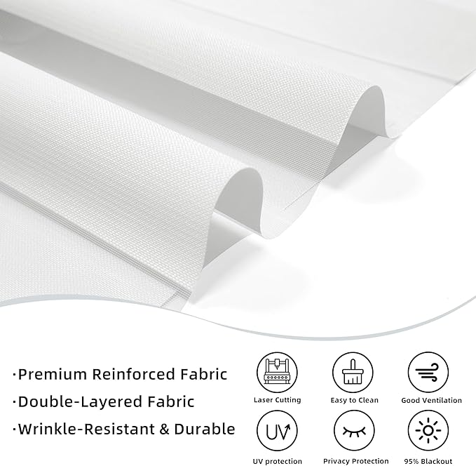 ChrisDowa Cordless Zebra Blinds for Windows, Dual Layer Free-Stop Light Filtering Window Roller Shades, Pull Down Privacy Zebra Shades for Home, Office, Bedroom, Door (23" W x 72" H, White)