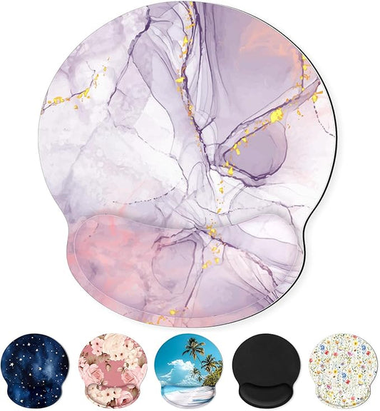 Ergonomic Mouse Pad with Wrist Rest, Purple Mousepad with Non-Slip Rubber Base and Smooth Surface, Small Mouse Pads for Desk, Office Desk Accessories