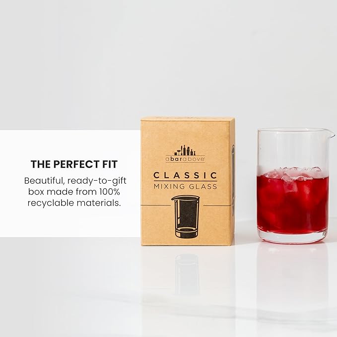 A Bar Above Classic Style Cocktail Mixing Glass, Thick, Sturdy Glass Beaker, to Mix and Stir Cocktails, Drink Mixer for Bar Mixing Set, Basic, Professional, or Home Bar Accessories, 18oz