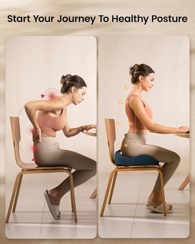 ProtoArc Seat Cushion, Office Chair Cushion for Sciatica, Coccyx Cushion, Ergonomic Memory Foam Seat Cushion for Car, Home, Pressure Relief Pad for Hip, Tailbone, All Day Comfort - Nayy