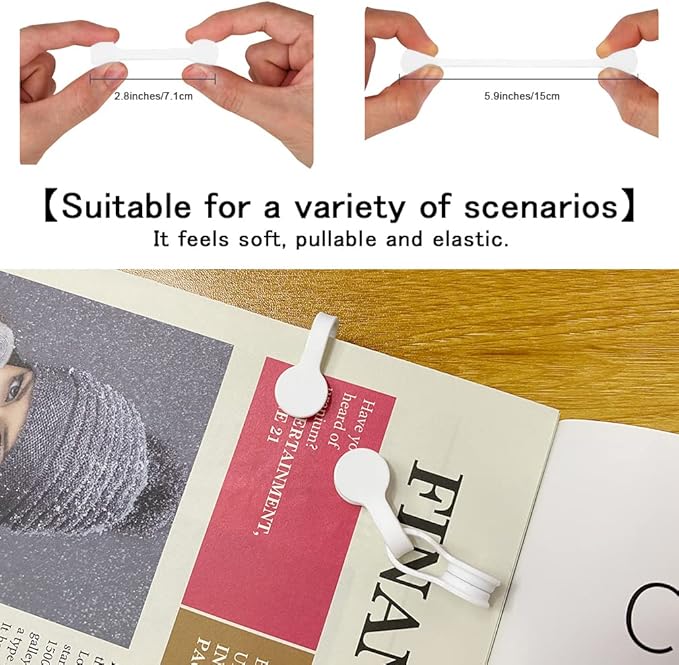 Viaky 6PCS Silicone Cable Straps Reusable Twist Noticeboard Fridge Magnets Ties Earbuds Cord Winder Wrap Bookmark Clips Wire Organizer In Office, Home, School, Kitchen (White)