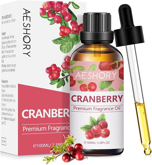 Cranberry Fragrance Oil 3.38FL.OZ - Aromatherapy Essential Oils for Diffusers for Home, Cranberry Scented Oils for Massage, Soap Candle Making Scents - 100ML