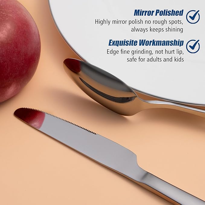 40 Piece Silverware Sets with Unique Handles, EIUBUIE Premium Stainless Steel Flatware Set for 8, Mirror Finished Kitchen Tableware Cutlery Rust Proof Dishwasher Safe Forks Spoons and Knives Set