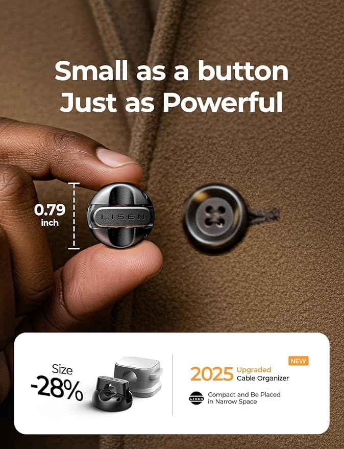 8 Pack Charging Cord Organizer [1S Snap-on] LISEN Magnetic Charging Cord Holder, Easy Open Cable Holder with Strong Adhesive, Cable Management Clips Neatly for Nightstand, Desk, Home, Office, Car