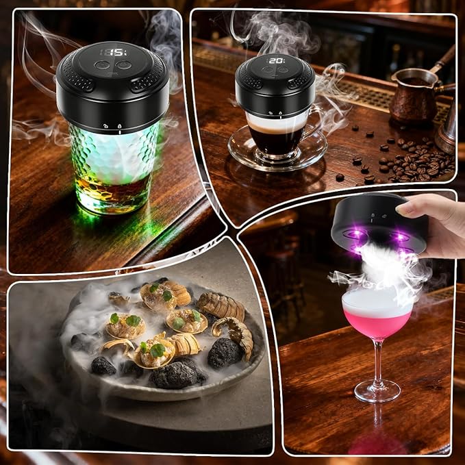 Whiskey Smoker Kit, Electric Cocktail Kit with 6 Flavors Wood Chips Old Fashioned Drink Smokers Infuser Set Anniversary Birthday Christmas Bourbon Gifts for Men Dad Husband (NO Butane Needed)