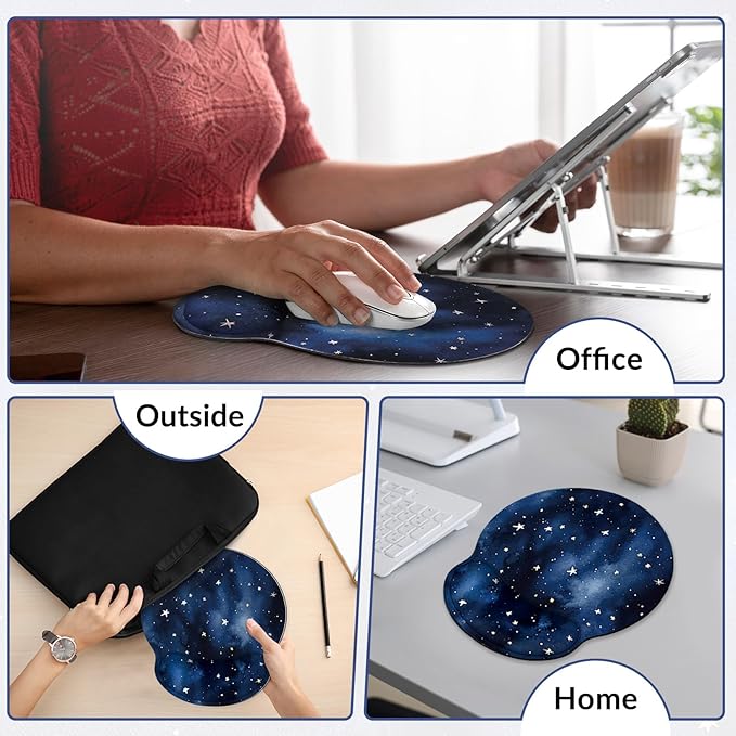 Ergonomic Mouse Pad with Wrist Rest, Small Mousepad with Non-Slip Rubber Base and Smooth Surface, Blue Mouse Pads for Desk, Office Desk Accessories