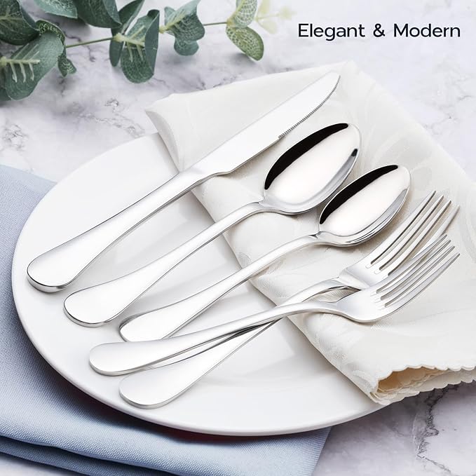 Onader 40 Pieces Silverware Set, 18/10 Stainless Steel Cutlery Flatware Set for 8