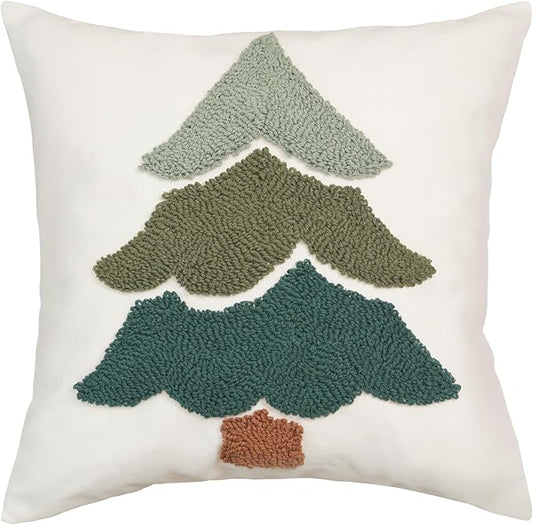 GEEORY Christmas Pillow Covers 18x18 Inch, Embroidered Xmas Tree Throw Pillows Farmhouse Winter Holiday Decor Cushion Case for Sofa & Bed Home Decorations (Green) GX003-1-18